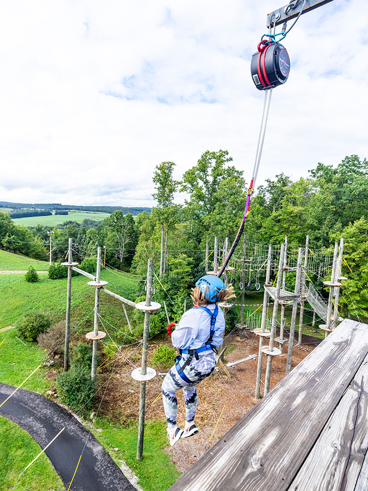 Woman jumping from quick jump platform