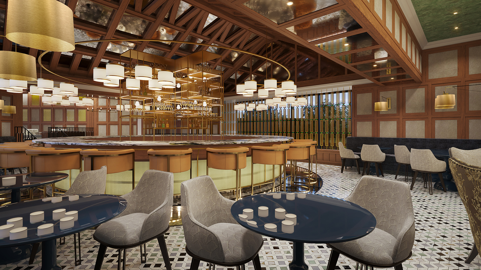 Rendering of lobby bar