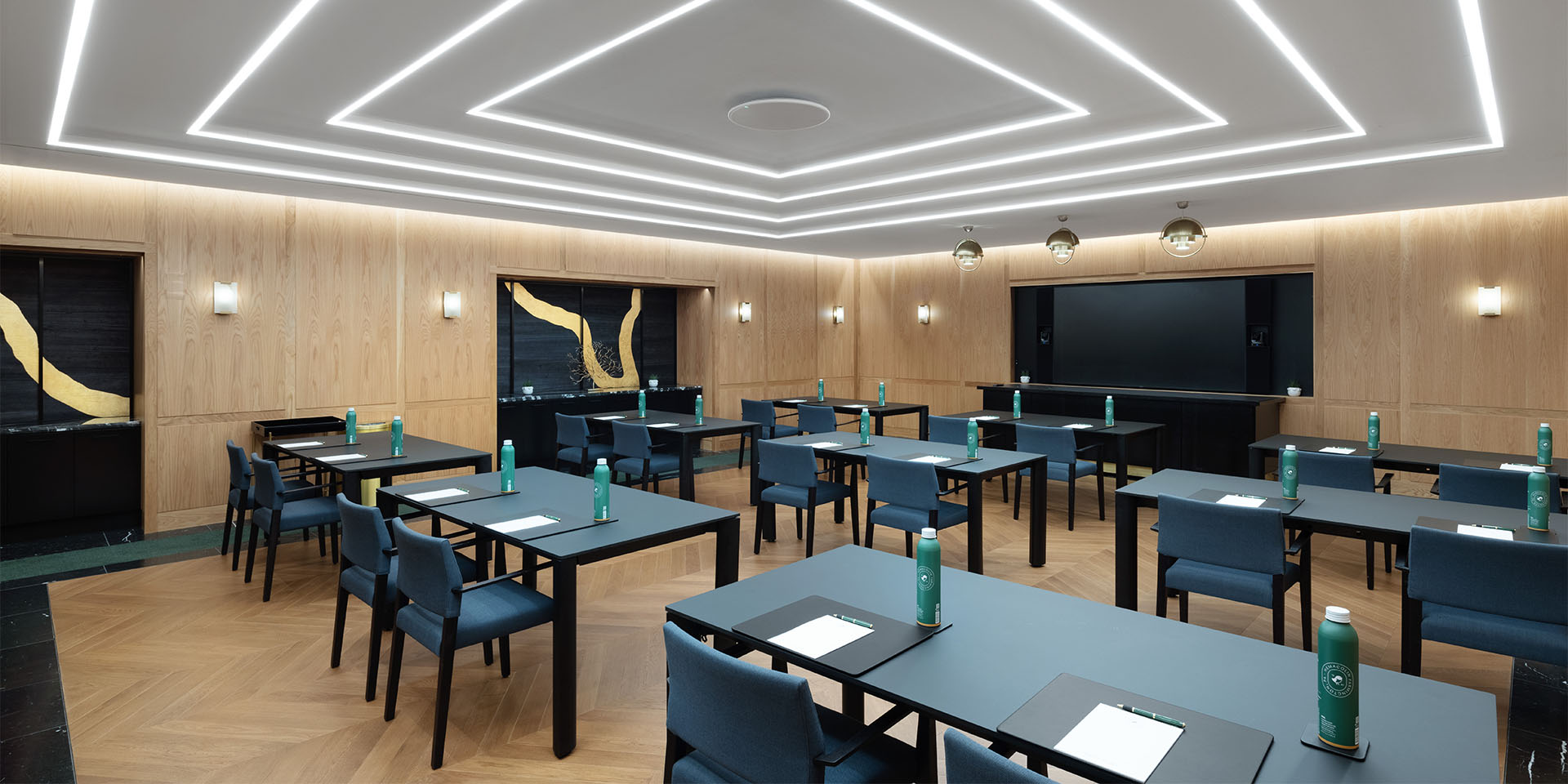 meeting room with tables and chairs