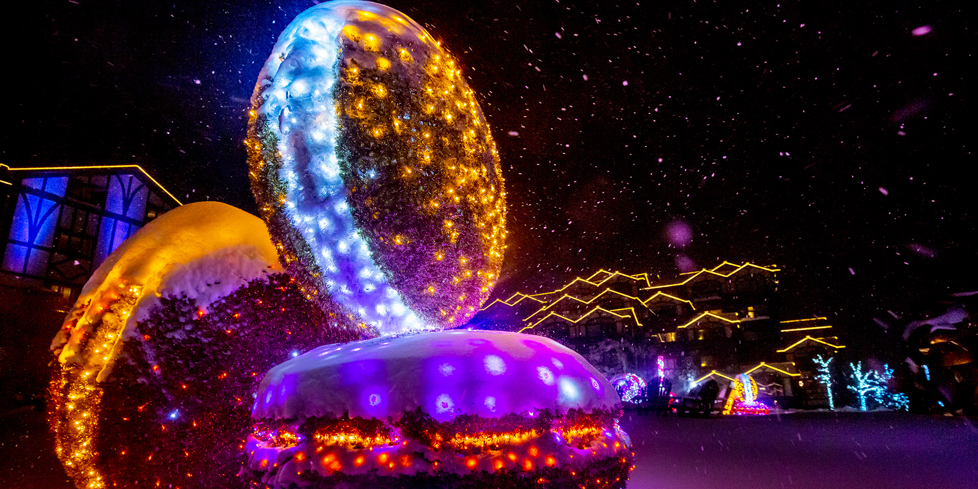 Christmas lights at a resort