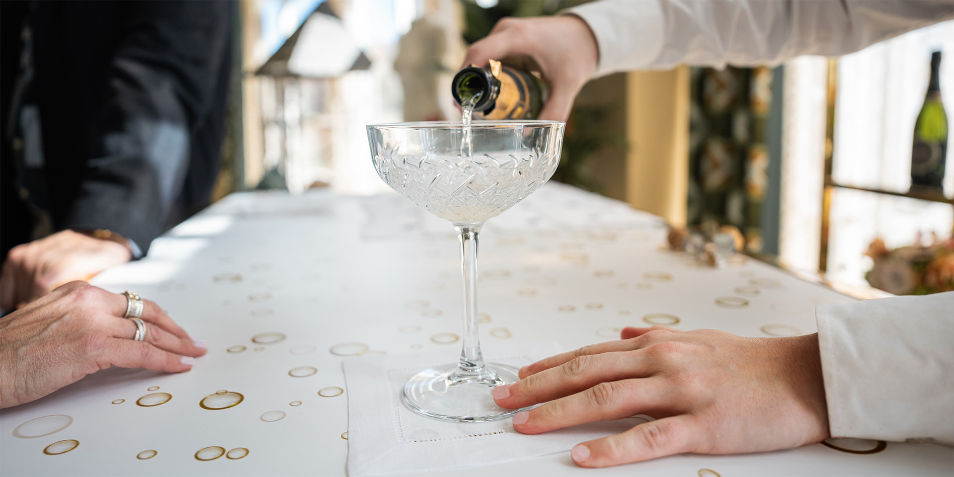 Wine glass being poured